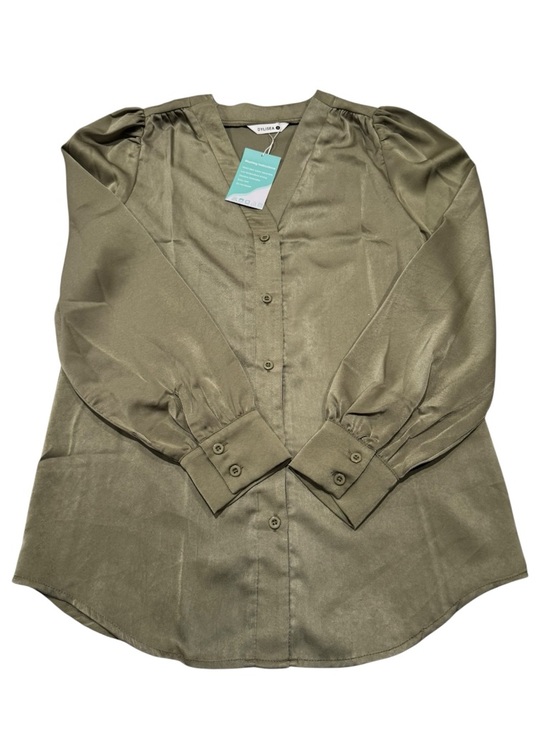 pistola Tops - Amazon Essentials Sage Green Silk Like Long Sleeve Top Size M